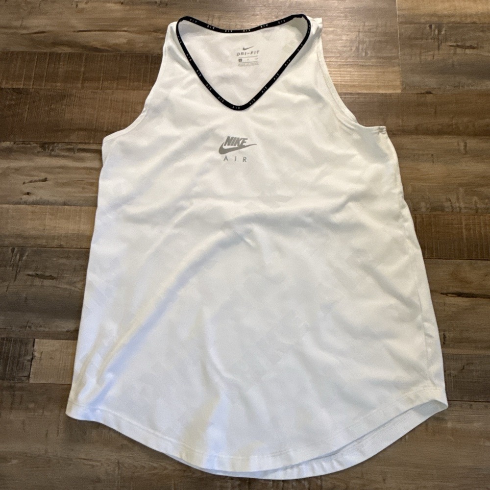 Nike Air Dri-Fit White Tank Top Sz S Gym Athleisure Preppy Marathon